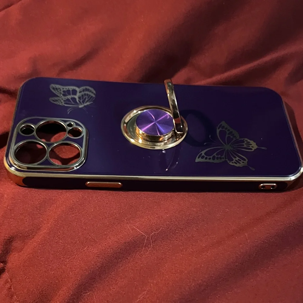 Purple Butterfly Phone Case with Ring Holder